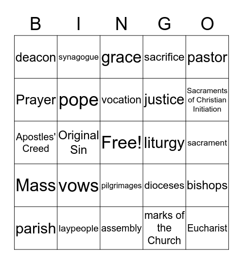 We Are Members of the Church Bingo Card