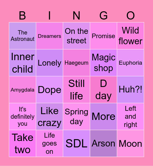 @bangtanxoxo_0 Bingo Card