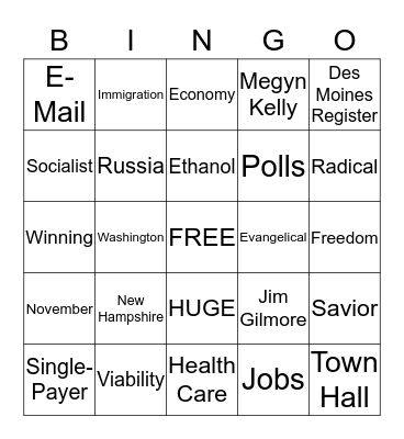 Raucous Caucus BINGO Card