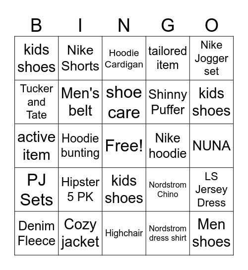 Anniversary Sale Bingo Card