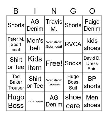 Anniversary Sale Bingo Card