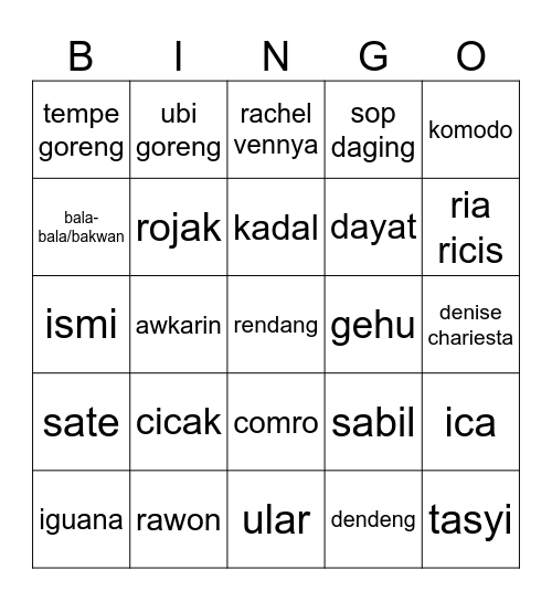 imy ˶ᵔ ᵕ ᵔ˶ Bingo Card