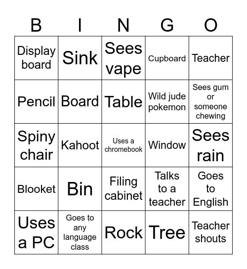 General things in Scottish school Bingo Card