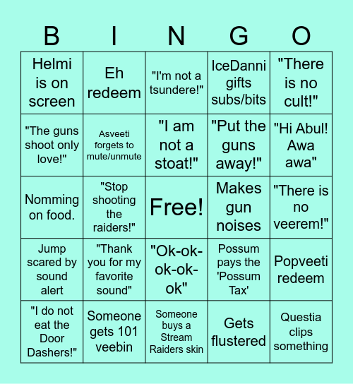 Veengo 0.6 Bingo Card
