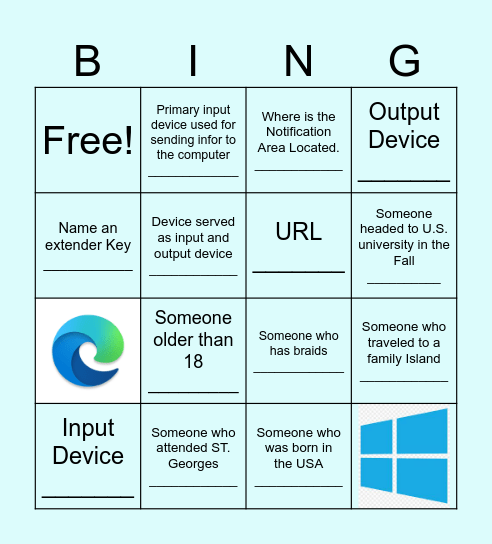 Get Up and Move Bingo Card