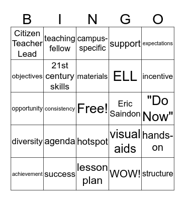 Citizen Schools Bingo Card