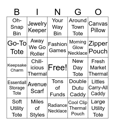 Thirty-One Bingo Card
