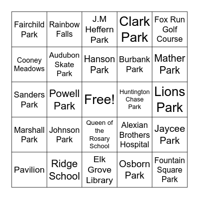Elk Grove Village Bingo Card