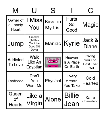 BEST OF THE 80'S Bingo Card