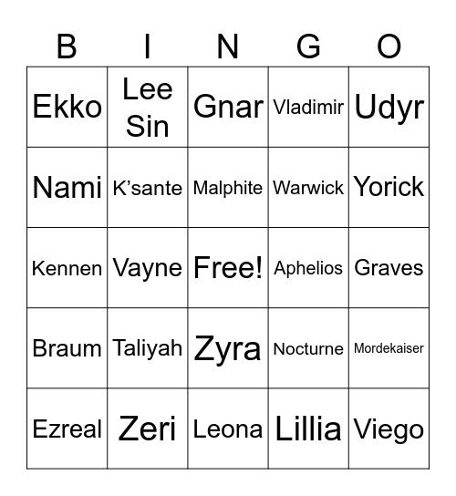 Javier - Feeding Bingo Card