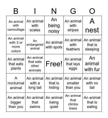 Zoo BINGO Card