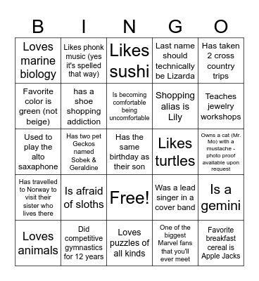 HAVERHILL Team Bingo Card