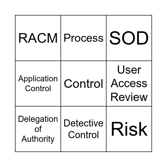 Internal Controls Bingo! Bingo Card