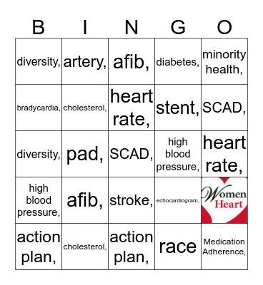 Sample WomenHeart Bingo Card