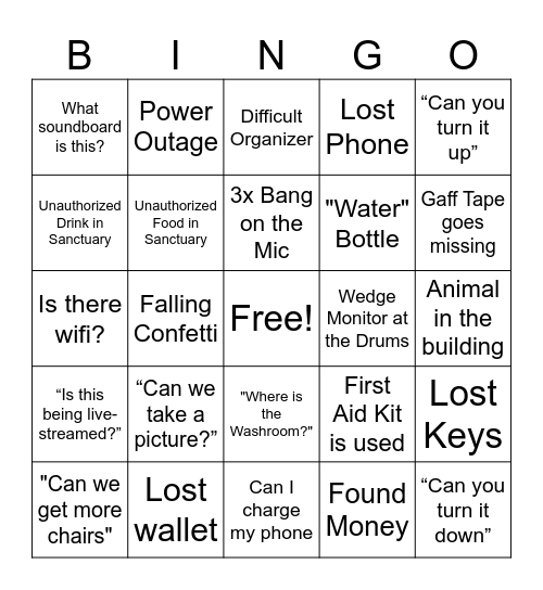 EVENTS BINGO Card