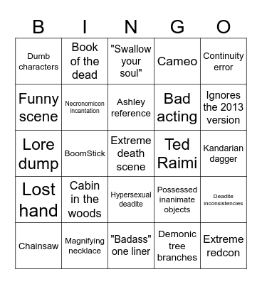 Groovy Evil Dead Rise Bingo Card