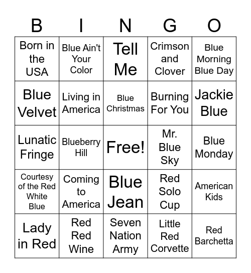 Red, White, and Blue Bingo Card
