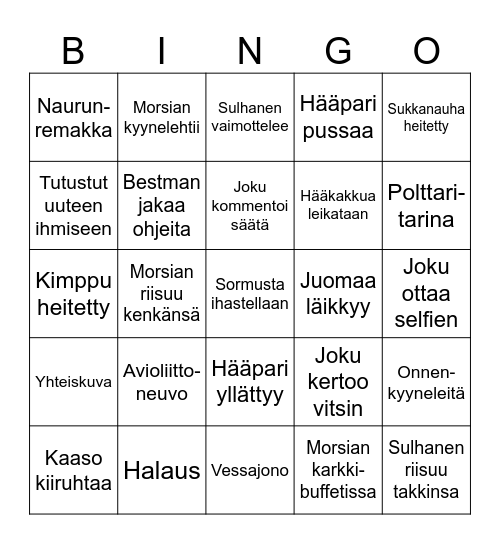 Hääbingo Card