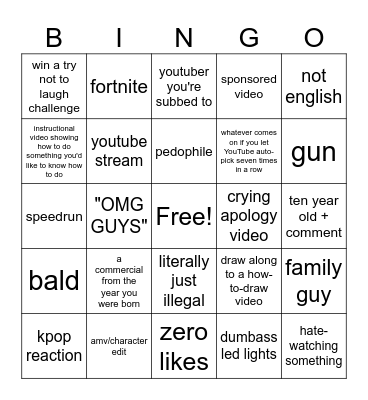 wynn's amazing youtube bingo board Bingo Card