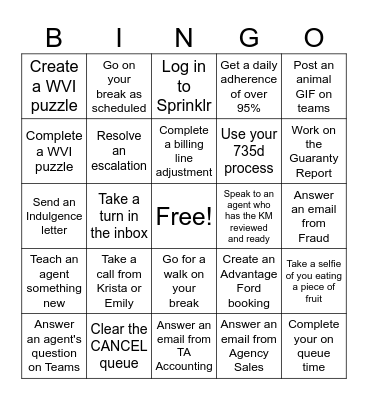 WVI Senior BINGO! Bingo Card