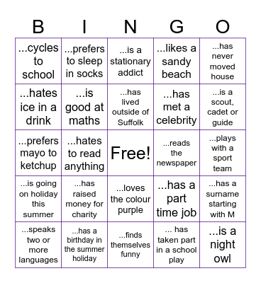 Find someone who... Bingo Card