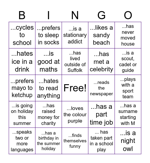 Find someone who... Bingo Card