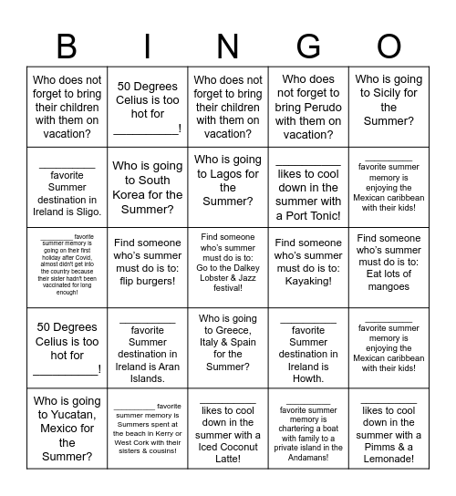 ☀️ End of Quarter PSA Summer Event ☀️ Bingo Card