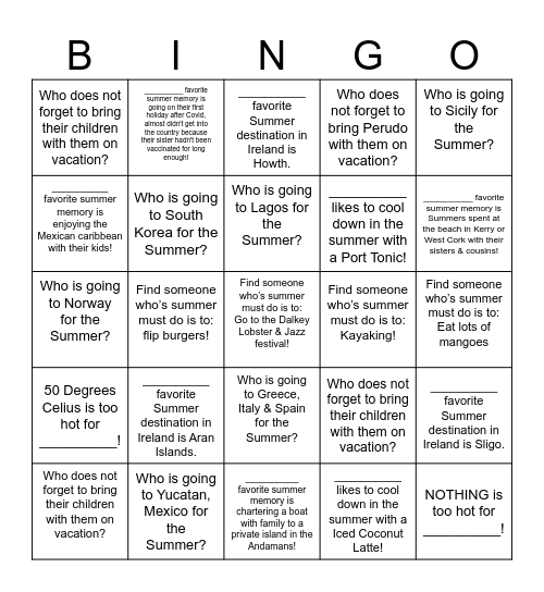 ☀️ End of Quarter PSA Summer Event ☀️ Bingo Card