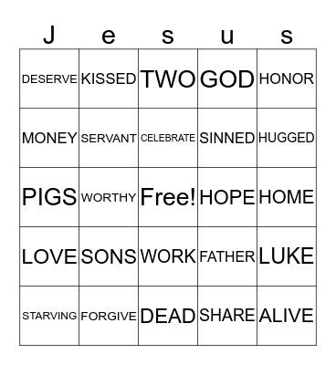 Finding God's Love  Bingo Card