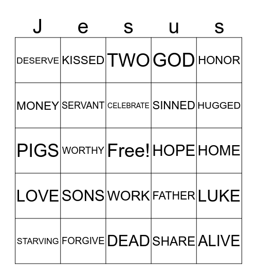 Finding God's Love  Bingo Card