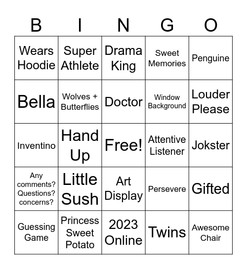 ALL ABOUT US BINGO Card