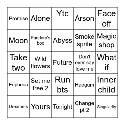 MatterZones Bingo Card