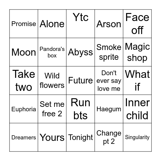 MatterZones Bingo Card