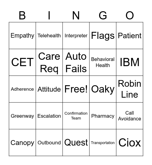OSH Bingo Card