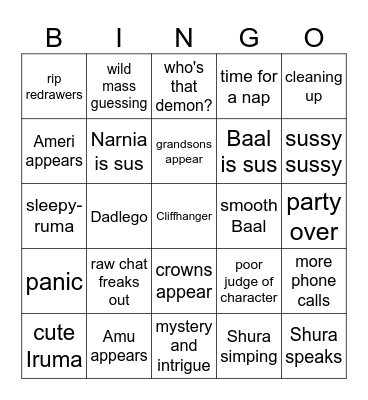 Call me maybe Bingo Card