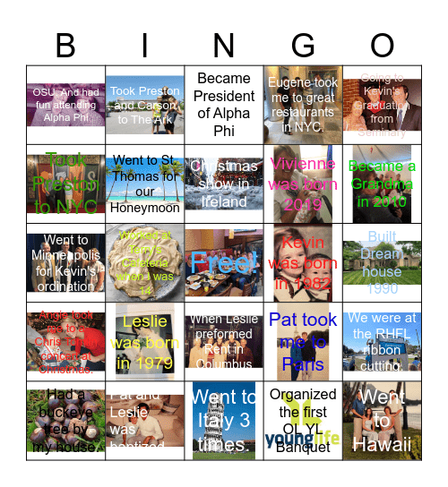 Kathy's 70th Celebration :) Bingo Card