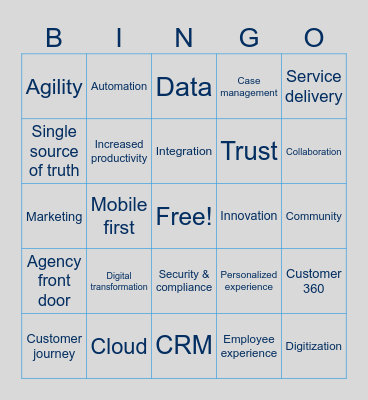 Salesforce for Government Bingo! Bingo Card