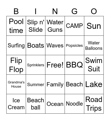 Summertime Bingo Card