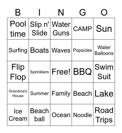 Summertime Bingo Card