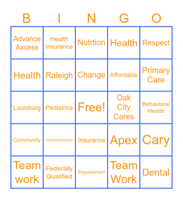 Advance Community Health Bingo Card