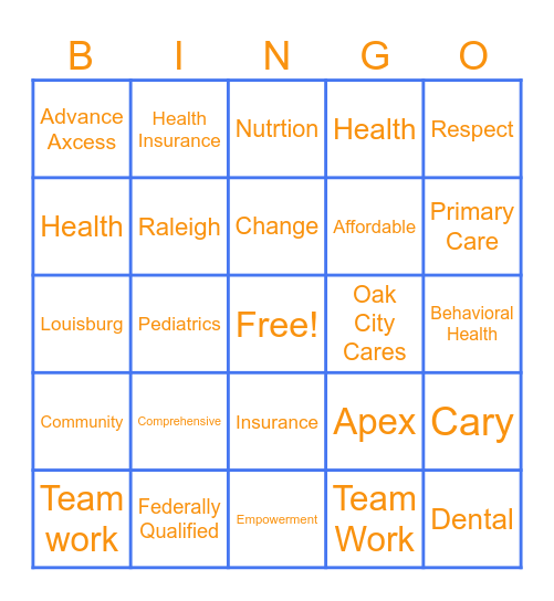 Advance Community Health Bingo Card