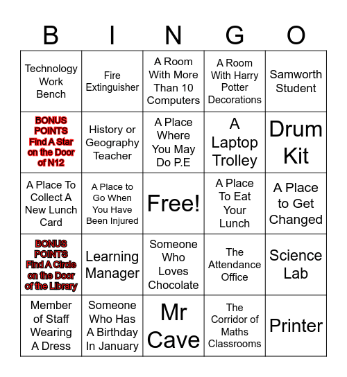 Samworth Virtual Bingo Card