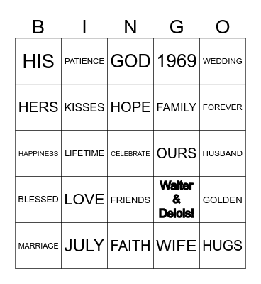 HAPPY 50TH ANNIVESARY Bingo Card