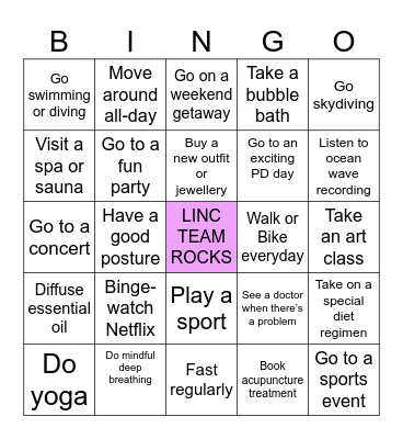 WELLNESS Bingo Card