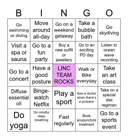 WELLNESS Bingo Card