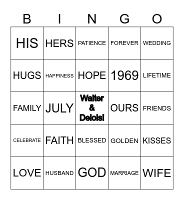 HAPPY 50TH ANNIVESARY Bingo Card