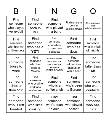 Icebreaker Bingo Card