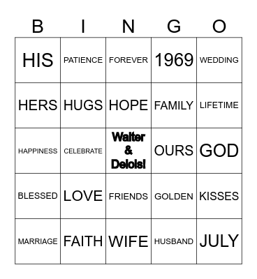 HAPPY 50TH ANNIVESARY Bingo Card