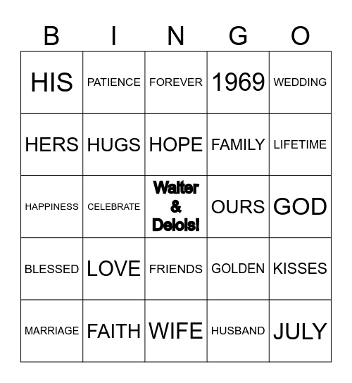 HAPPY 50TH ANNIVESARY Bingo Card
