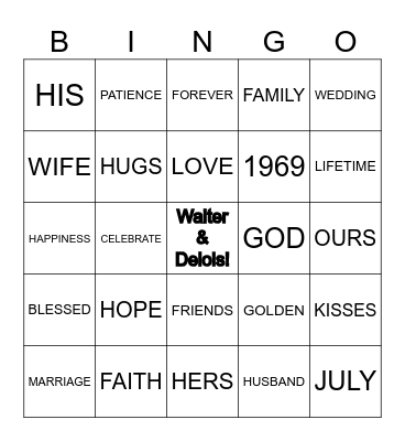 HAPPY 50TH ANNIVESARY Bingo Card